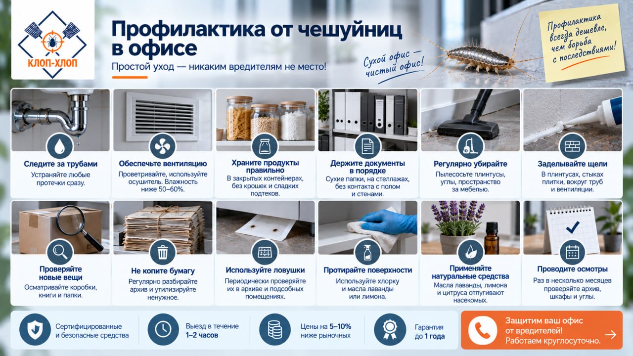 Профилактика от чешуйниц в офисе